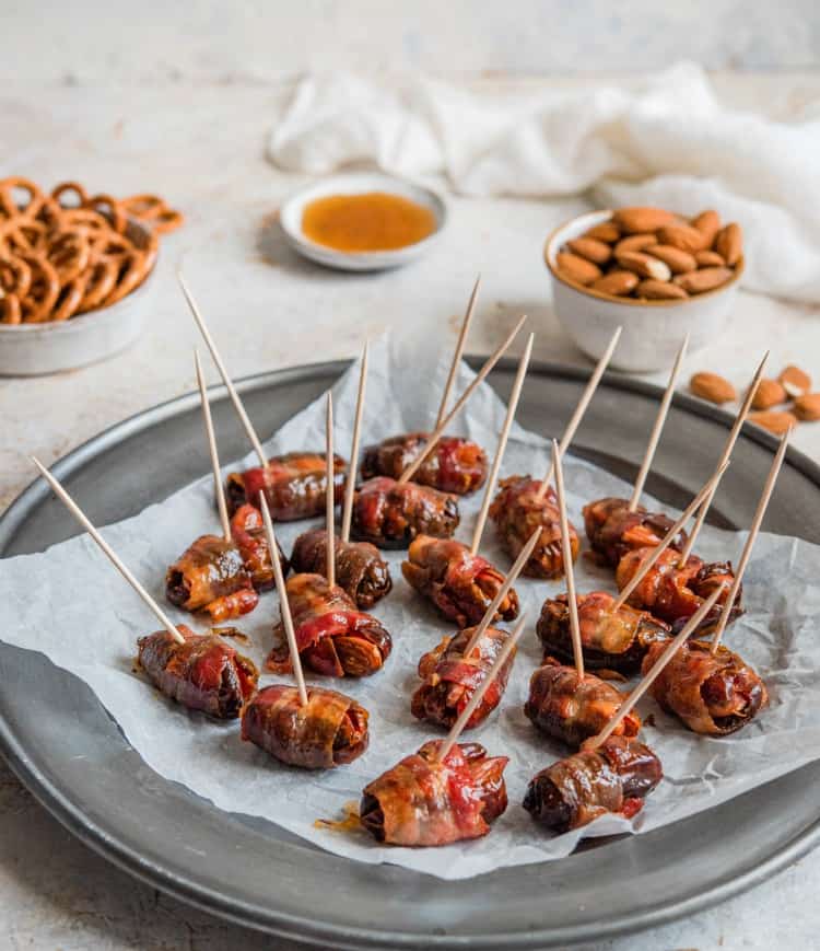 Simple maple glazed bacon wrapped dates simple party food