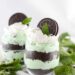 SIMPLE St Paddy's Mint Cheesecake & Oreo Cups - no bake dessert using simple ingredients for a festive St Patricks day dessert #stpatricksdessert #stpatrickgreenfood #greenfood #partyfood #stpatrickrecipes #simplepartyfood